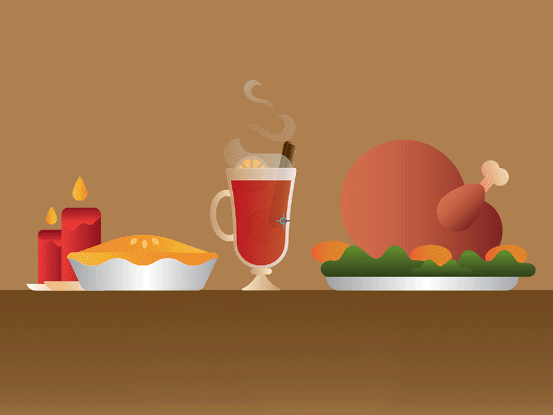 Holiday Animation animation candles holiday meal motion motion graphics pie table tea thanksgiving turkey winter