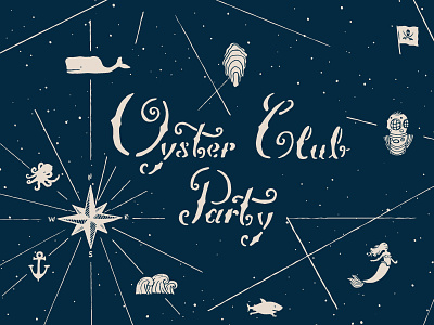 Oyster Club Party Invite I carrot club instacart mermaid naval oyster party pirate shark star themed wale