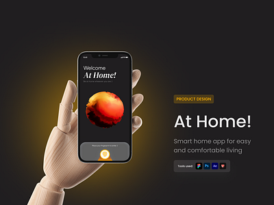 "At Home!" Smart home app | UI Design 3d animation app logo motion graphics product design smart home ui ui design web design