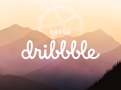 Hello Dribbble! debut debut shot illustration landscape mountains nature sunrise