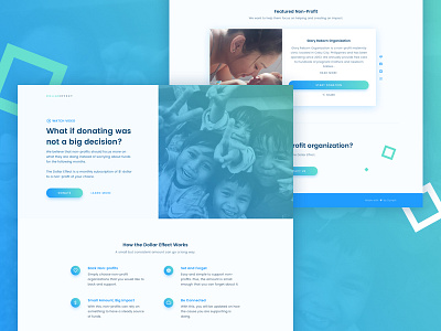 The Dollar Effect Landing Page blue clean gradient green home home page landing page non profit ui web web design website