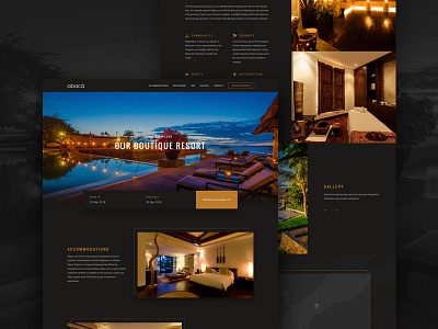 Abaca Boutique Resort + Restaurant Website dark theme home hotel hotel website landing page resort resort website spa ui web web design website