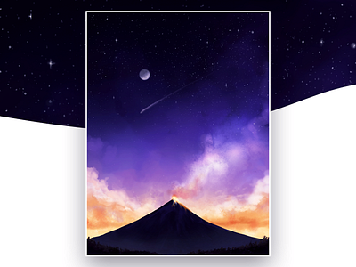 Mayon Volcano art digital art evening illustration sky volcano