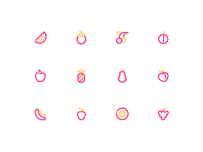 Fruits Icons icon 双色 水果 线性