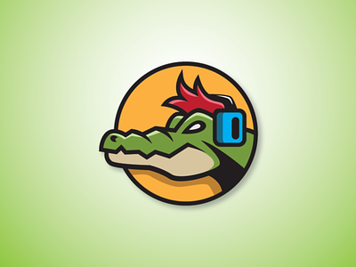 Gator Player Logo broadcaster logo crocodile logo crocodile mascot earphone logo gamer logo gator logo gator mascot music logo player logo sound logo streamer logo