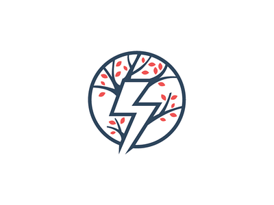 Power Tree Logo electric green leaf logo logo design power power logo thunder thunder logo tree tree logo