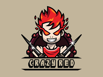 Crazy Red Flame Kid Logo Template flame kid logo flame logo gamer logo kid logo