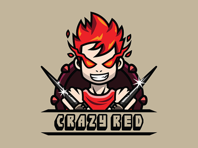 Crazy Red Flame Kid Logo Template