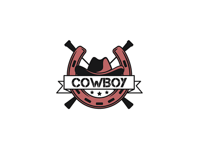 HorseShoe Cowboy Logo Template cowboy gun hat horseshoe wild west