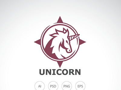 Unicorn Finder Compass Logo Template animal cloth clothing design farm horse logo pegasus pet stable template unicorn