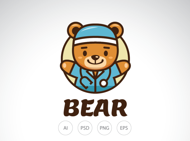 Doctor Bear Logo Template by Heavtryq on Dribbble