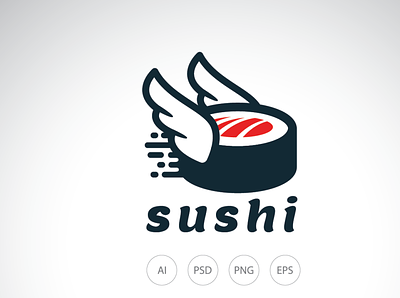 Speed Sushi Logo Template branding design fast food graphic design illustration logo logo design logo template quick serve quick serve logo sea food sea food logo speed sushi sushi logo template ui