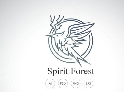 Bird with Deer Antlers Logo design
