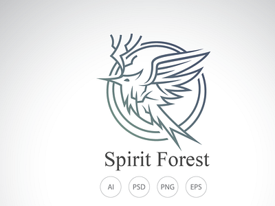 Bird with Deer Antlers Logo