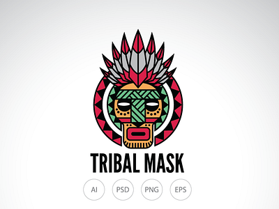 Majestic Tribal Mask Logo Template