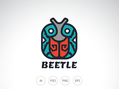 Rhino Beetle Tribal Logo vector