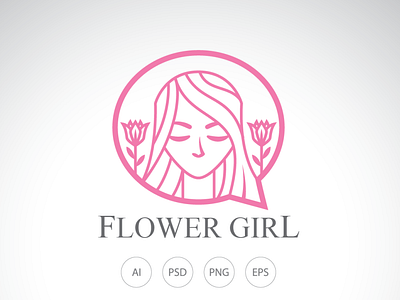 Flower Chat Girl Logo logos