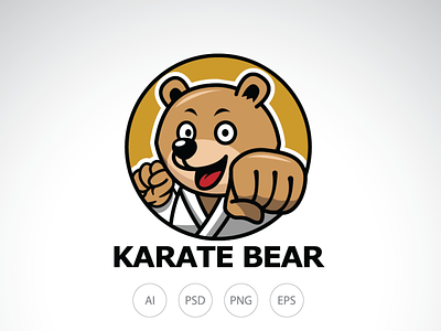 Karate Bear Logo Design bear branding design graphic design karate karate bear karate bear logo karate bear mascot logo logo logo design logo template mascot pet template