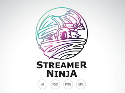 Streamer Ninja Logo broadcaster broadcasting design gaming lineart linestyle logo ninja streamer tiktok twitch youtube youtuber