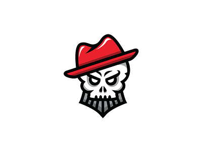 Skull With Red Hat Logo Template beard graphic design hat head logo logo design logo template monster red hat skeleton skull template