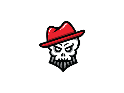 Skull With Red Hat Logo Template