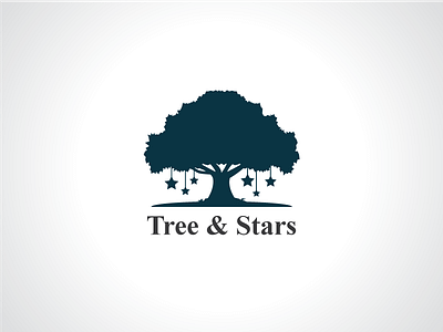 Tree And Hanging Stars Logo Template