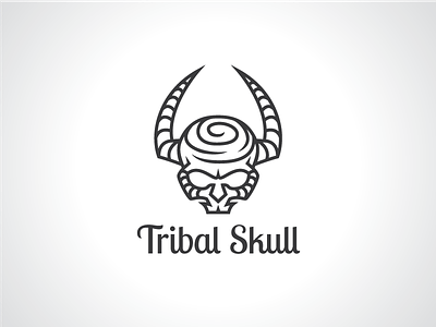 Tribal Skull Logo Template game logo gamer logo horns logo logo logo design logo template peoplo logo scary logo skeleton logo skull logo template tribal logo