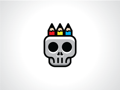 Skull And Pencils Logo Template coloring logo drawing logo graphic design logo logo design logo template pencil logo skeleton logo skull logo template