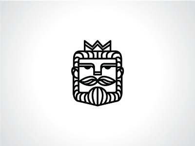 Beard And Mustache King Logo Template beard logo graphic design head logo king logo line style logo logo logo design logo template mustache logo people logo royal logo template