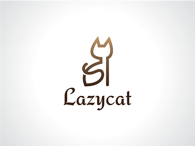 Beautiful Lazy Cat Logo Template