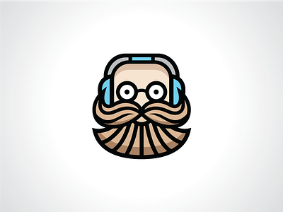 Gamer Grandpa Logo Template beard earphone game gamer grandpa logo music mustache sound template