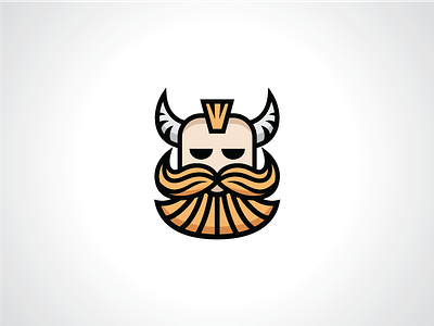 Horned Man With Beard Logo Template beard bearded horn horned logo logo design logo template man manly mustache template viking