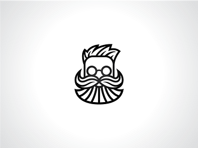 Bearded Man Barbershop Logo barber barbershop beard glasses line logo macho man mustache shop simple template