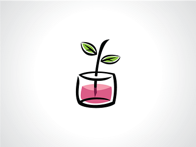 Glass Of Plant Logo Template