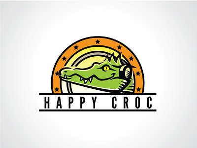 Happy Croc Logo Template alligator croc crocodile fun gator logo music sound template