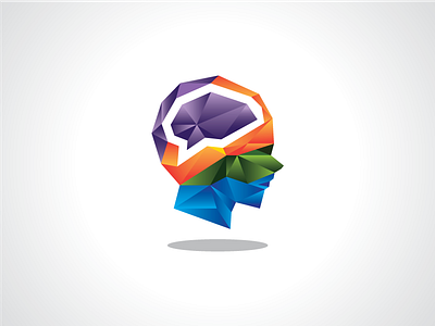 Crystal Brain Logo Template brain colorful crystal diamond glass head logo male mind people rainbow smart