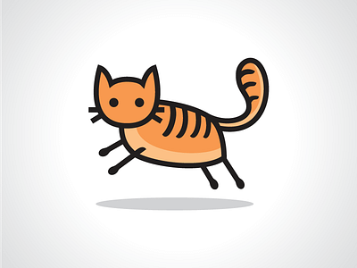 Happy and Jumping Cat Logo Template