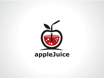 Red Apple Juice Logo Template apple design drink drinking juice logo logo design logo template red straw template