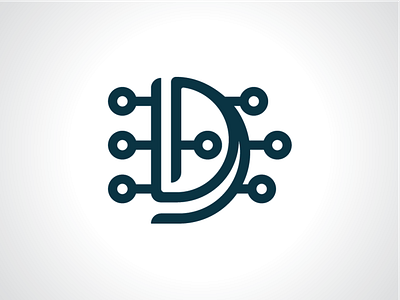 Letter D Circuit - Digital Logo Template