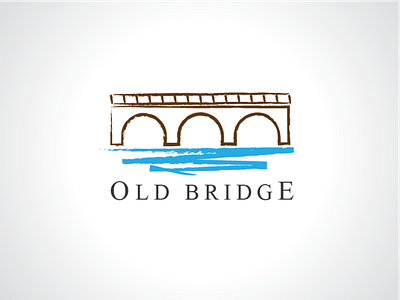 Old Bridge and river Logo Template bridge logo doodle logo lake logo logo design logo template river logo simple logo