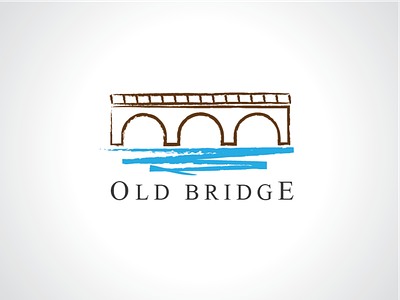 Old Bridge and river Logo Template