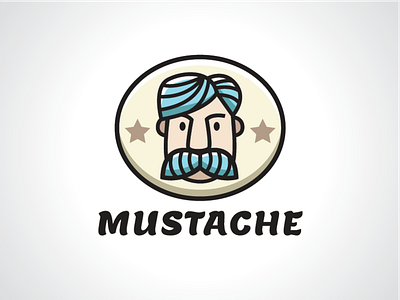 Old Man with Blue Mustache Logo Template