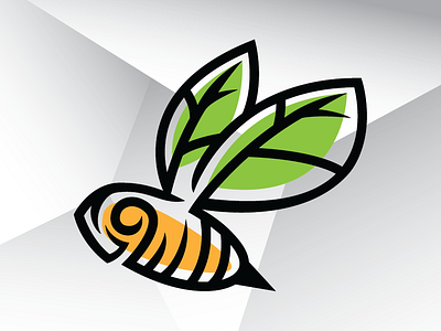 Leaf Wings Bee Logo Template