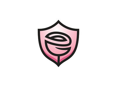 Rose Shield Flower Logo Template
