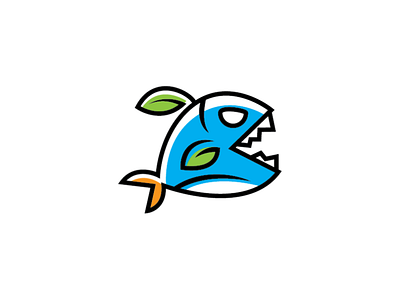 Angry fish leaf logo angry logo fish logo leaf logo