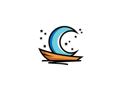crescent moon on boat logo boat logo creative logo crescent logo moon logo ship logo
