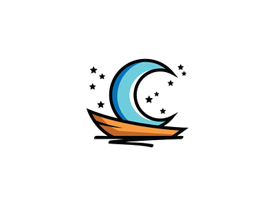 crescent moon on boat logo