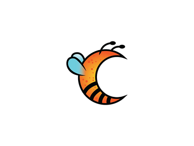 crescent moon bee logo bee logo crescent logo honey logo moon logo