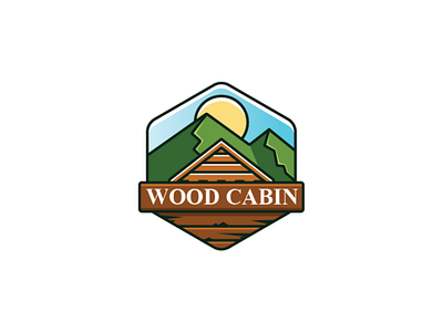 Wood Cabin Logo cabin logo hexagonal logo mountain logo outdoor logo vacation logo wood logo woods