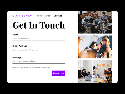 Contact page concept for design agency | UI design